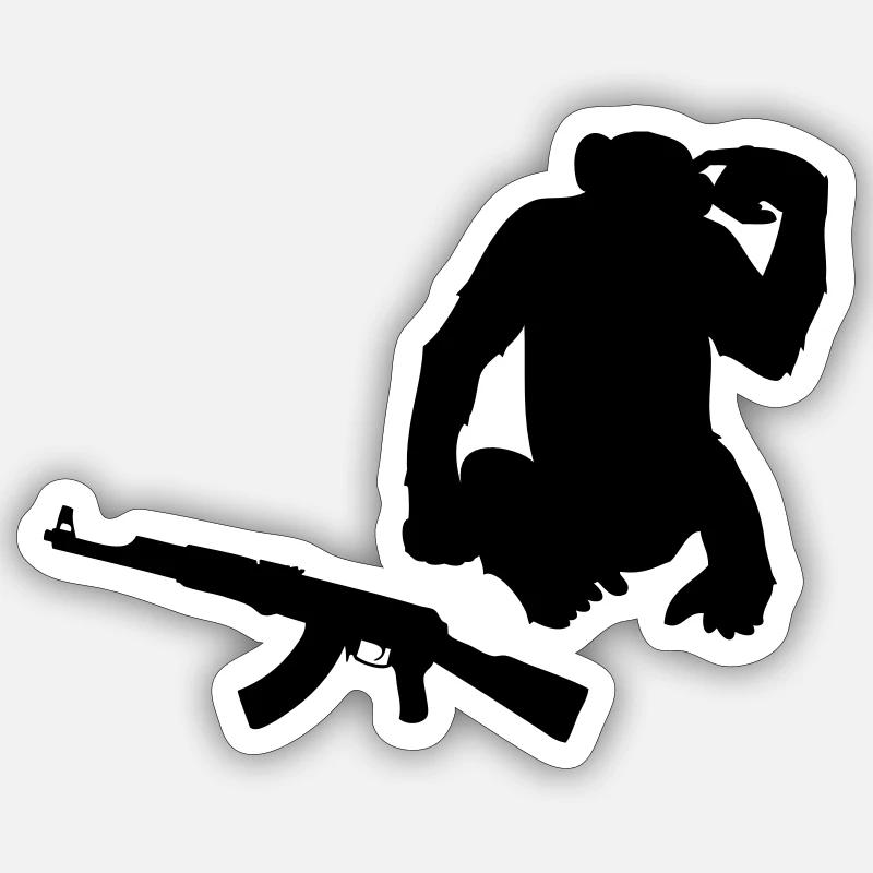monkey gun Sticker size S (10 x 10 cm)