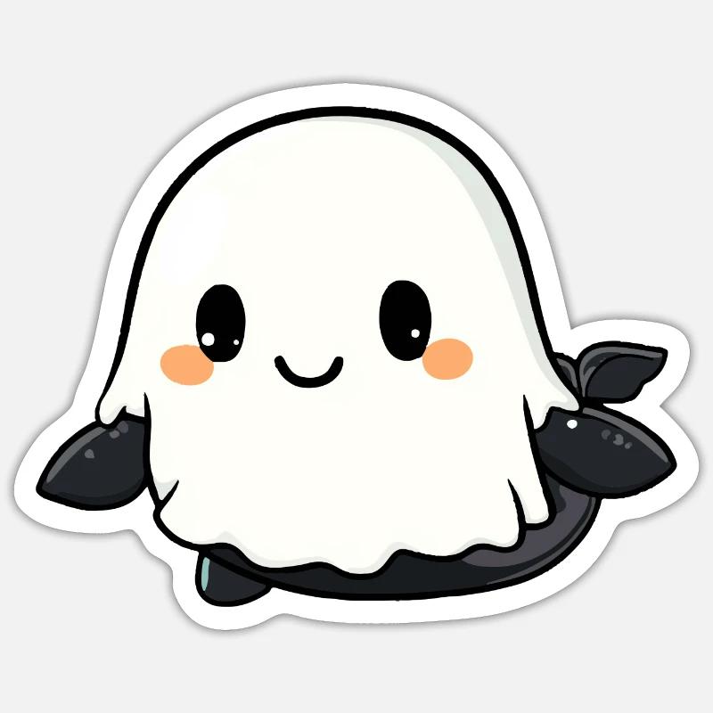 Wal Halloween Comic Geist - Sticker Größe S (10 x 10 cm) - Mattweiß