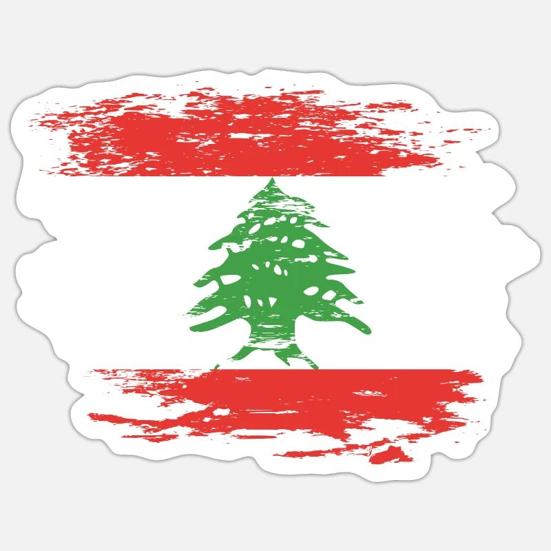 Drapeau du Liban utilisé - Sticker taille S (10 x 10 cm) - blanc mat