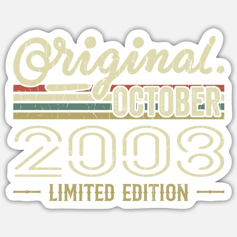 Né en Octobre 2008 Rétro Anniversaire Octobre 2008 - Sticker taille S (10 x 10 cm) - blanc mat