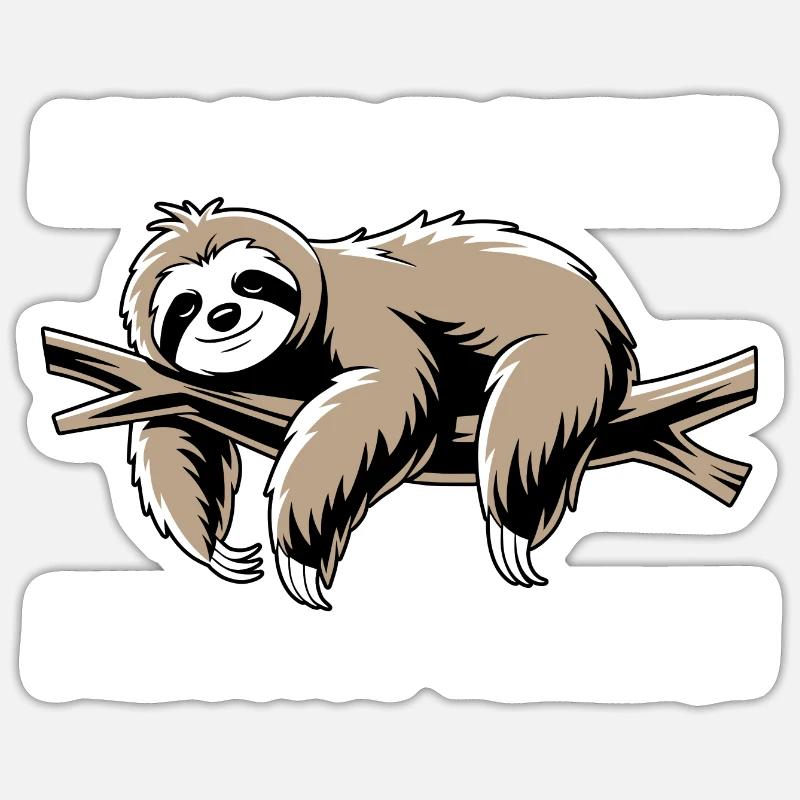 Faultier - Ich bin in Rente ich muss garnix - Sticker Größe S (10 x 10 cm) - Mattweiß