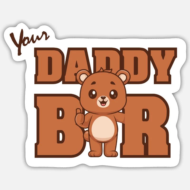 Papa ours - Sticker taille S (10 x 10 cm) - blanc mat