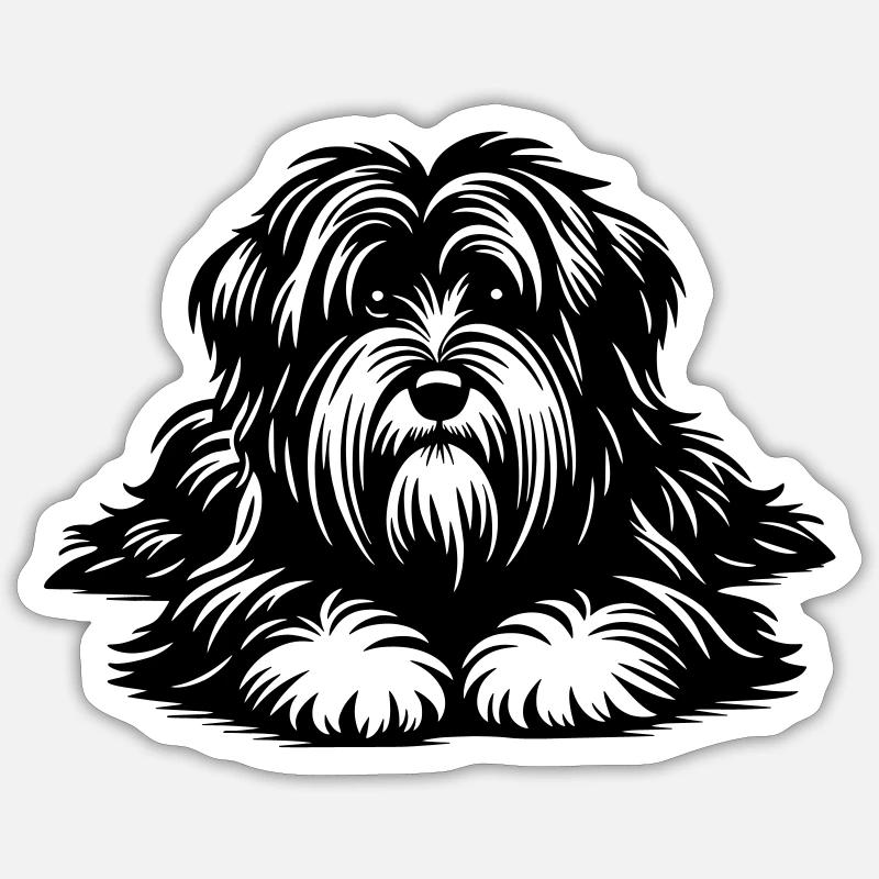 Terrier tibétain - Sticker taille S (10 x 10 cm) - blanc mat