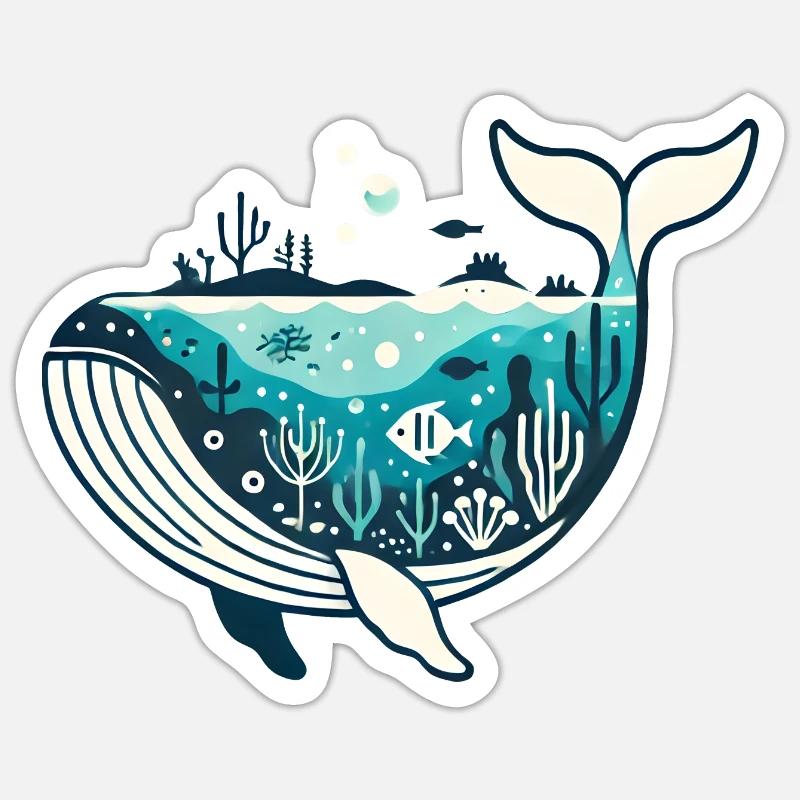 Wal - Sticker Größe S (10 x 10 cm) - Mattweiß