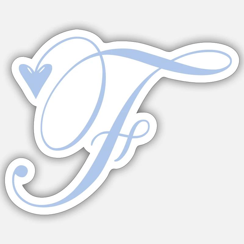 Monogramm F Herz Ranke - Sticker Größe S (10 x 10 cm) - Mattweiß