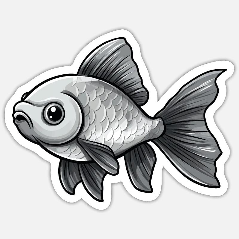 Silver Veiltail Goldfish - Sticker size S (10 x 10 cm) - white matte
