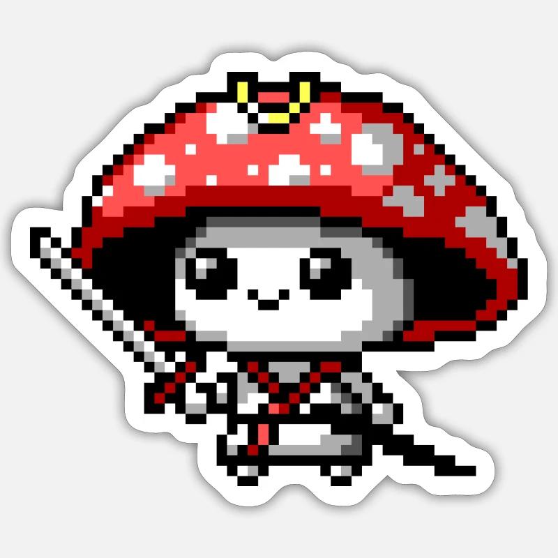 8bit Pilz-Samurai Sticker Größe S (10 x 10 cm)
