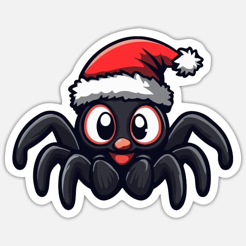 Tarentule Noël mignon - Sticker taille S (10 x 10 cm) - blanc mat