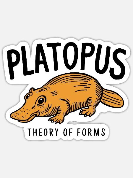 Platopus - Theory of Forms Philosophie - Sticker Größe S (10 x 10 cm) - Mattweiß