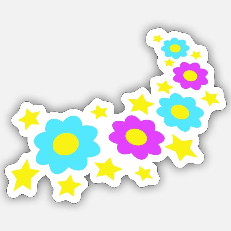 Beaucoup de fleurs colorées belle conception de motif décoratif - Sticker taille S (10 x 10 cm) - blanc mat