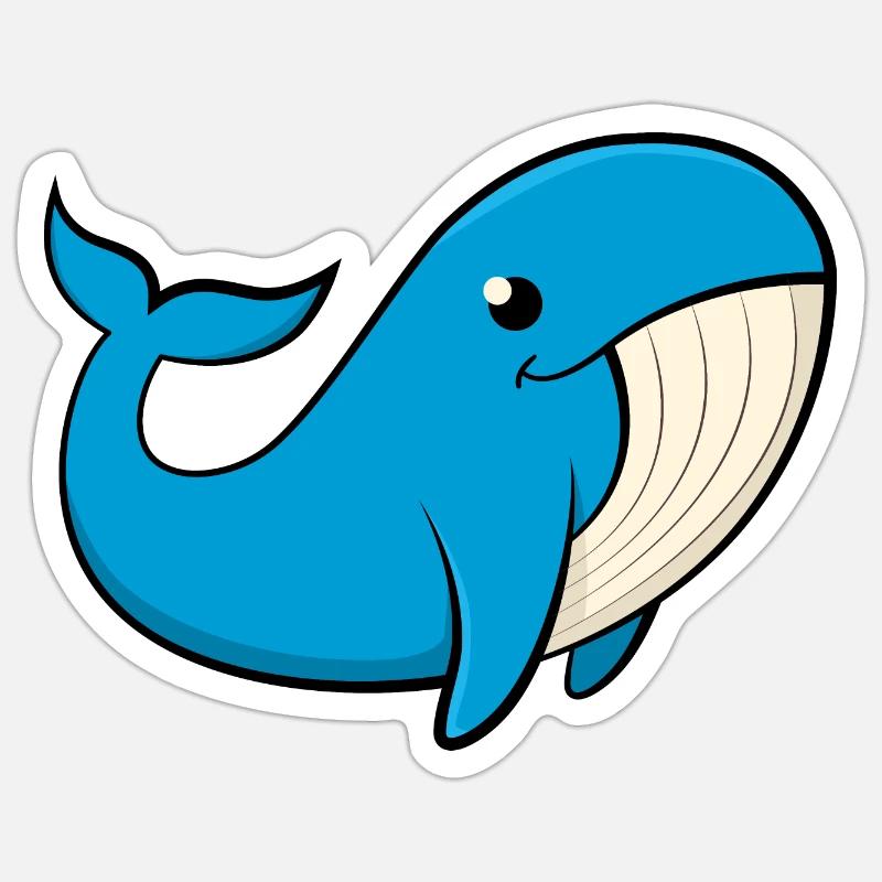Baleine bleue joyeuse - Sticker taille S (10 x 10 cm) - blanc mat
