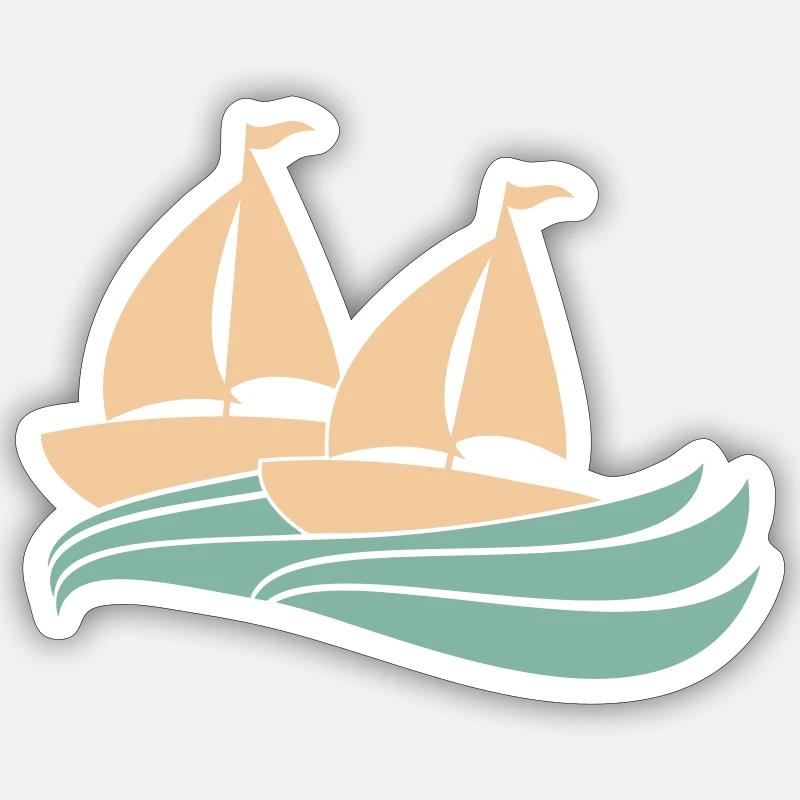 Deux navires Régate par équipe Régate de voile de compétition Sticker taille S (10 x 10 cm)