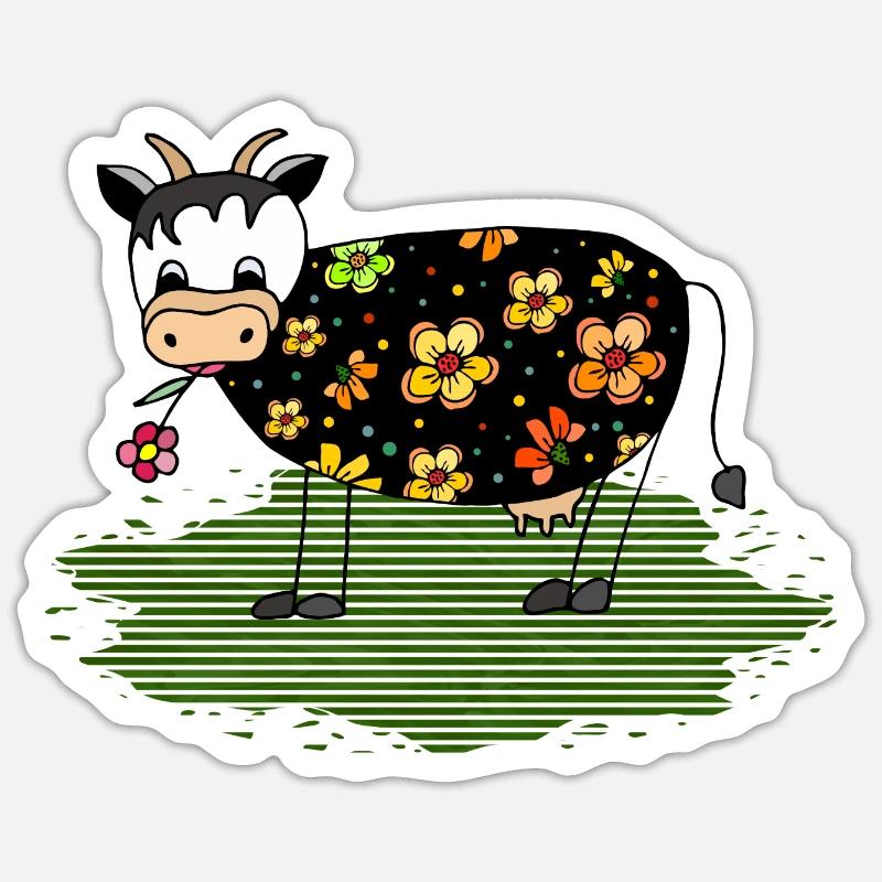 Vache - Sticker taille S (10 x 10 cm) - blanc mat
