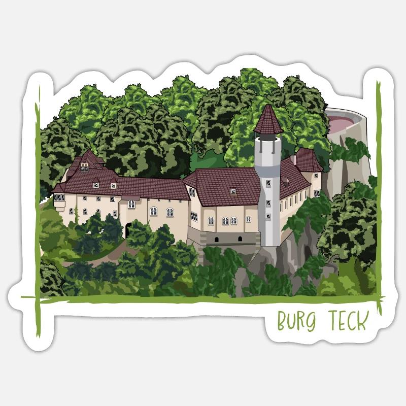 Château de Teck // Illustration - Sticker taille S (10 x 10 cm) - blanc mat