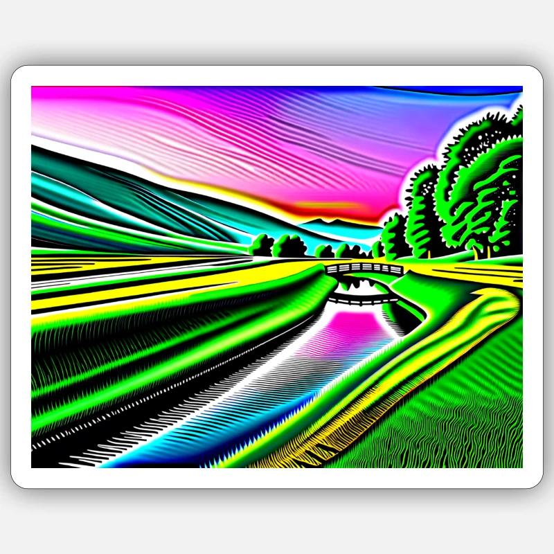 Idyllischer Flussblick - Sticker Größe S (10 x 10 cm) - Mattweiß