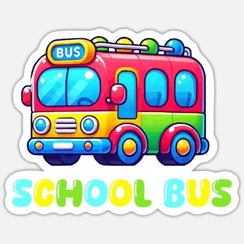 École de bus - Sticker taille S (10 x 10 cm) - blanc mat