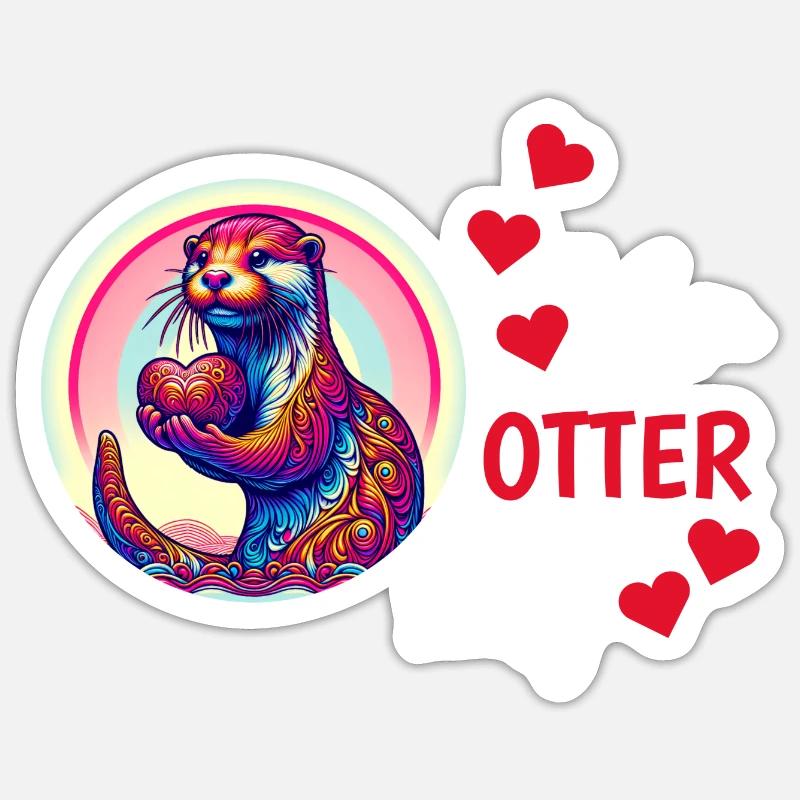 Otter Half Love Gift Sticker size S (10 x 10 cm)