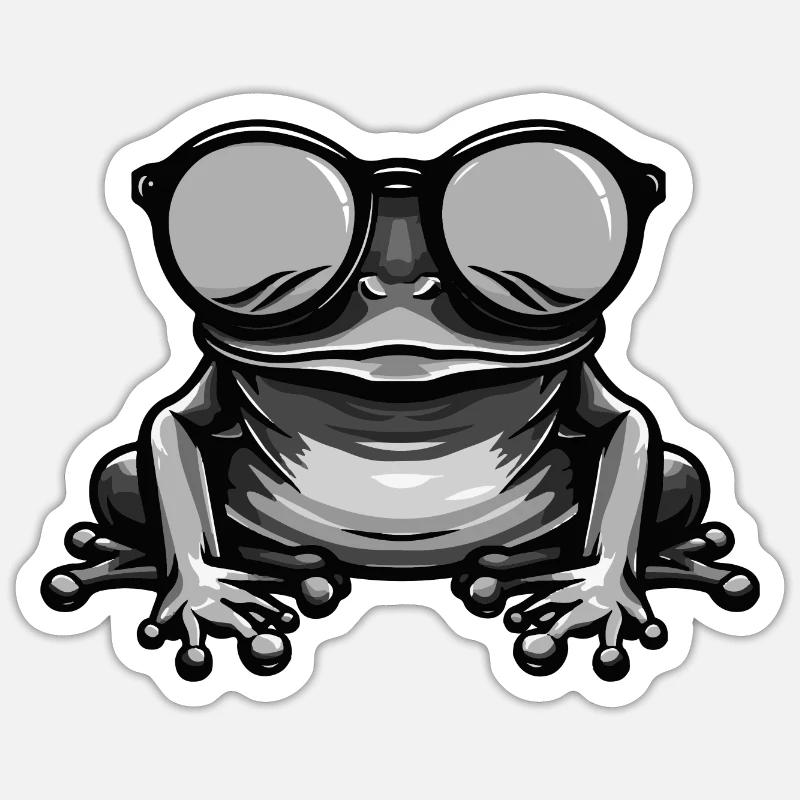 Frog Funny Cool - Sticker size S (10 x 10 cm) - white matte