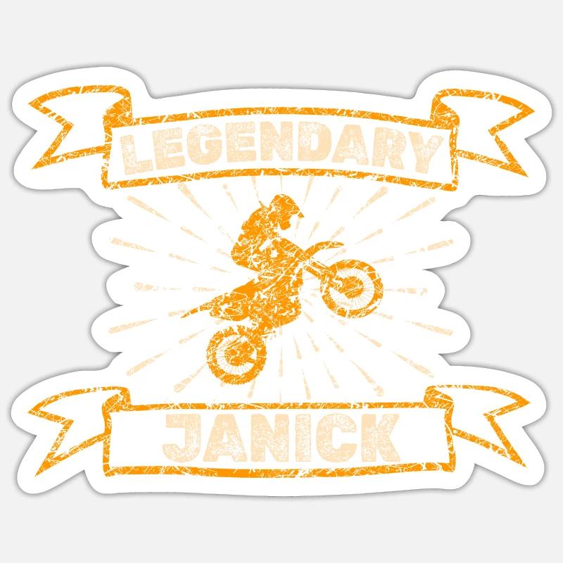 Janick as a motorcycle - Sticker size S (10 x 10 cm) - white matte
