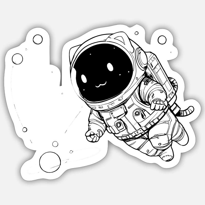 Drôle de chat galactique flottant dans l’espace Sticker taille S (10 x 10 cm)