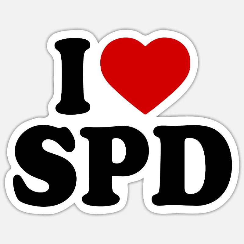 J’adore le spd - Sticker taille S (10 x 10 cm) - blanc mat