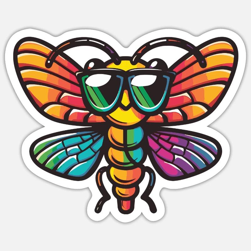 Libellule - Sticker taille S (10 x 10 cm) - blanc mat