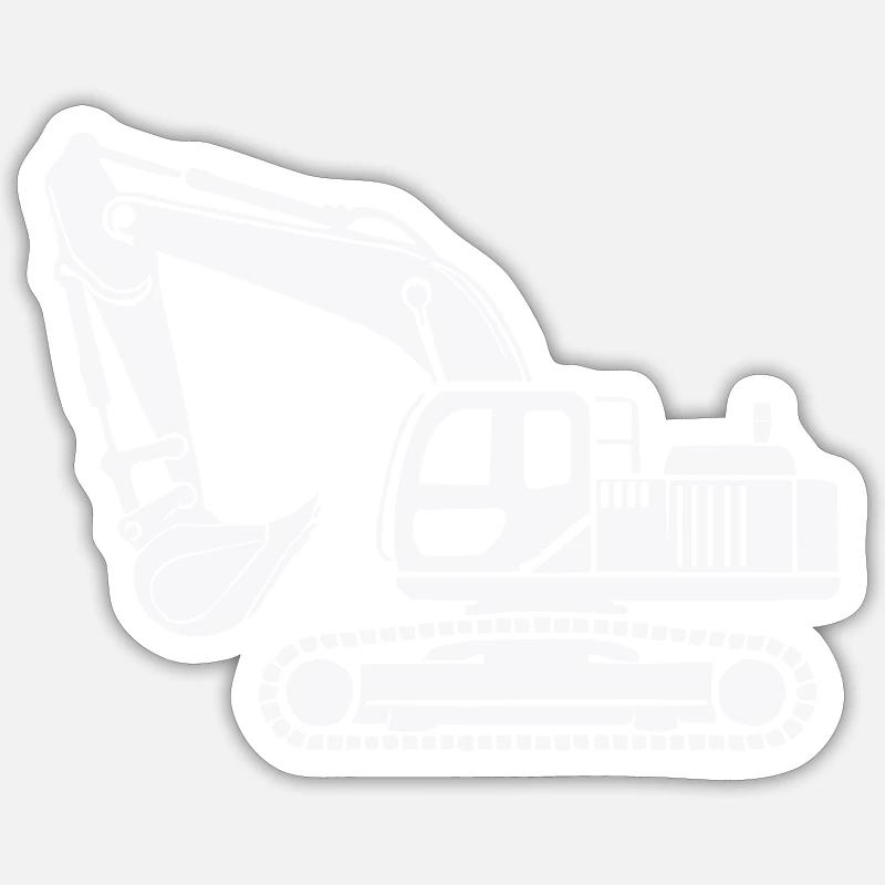 excavatrice - Sticker taille S (10 x 10 cm) - blanc mat