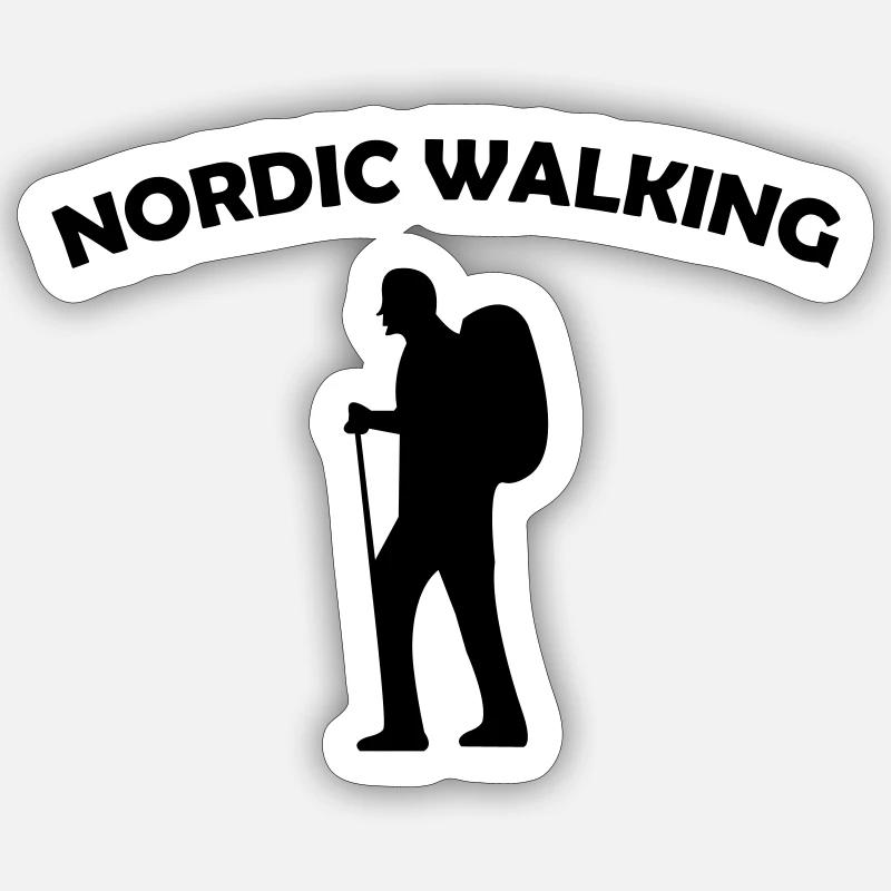 Marche sur bâton - Sticker taille S (10 x 10 cm) - blanc mat