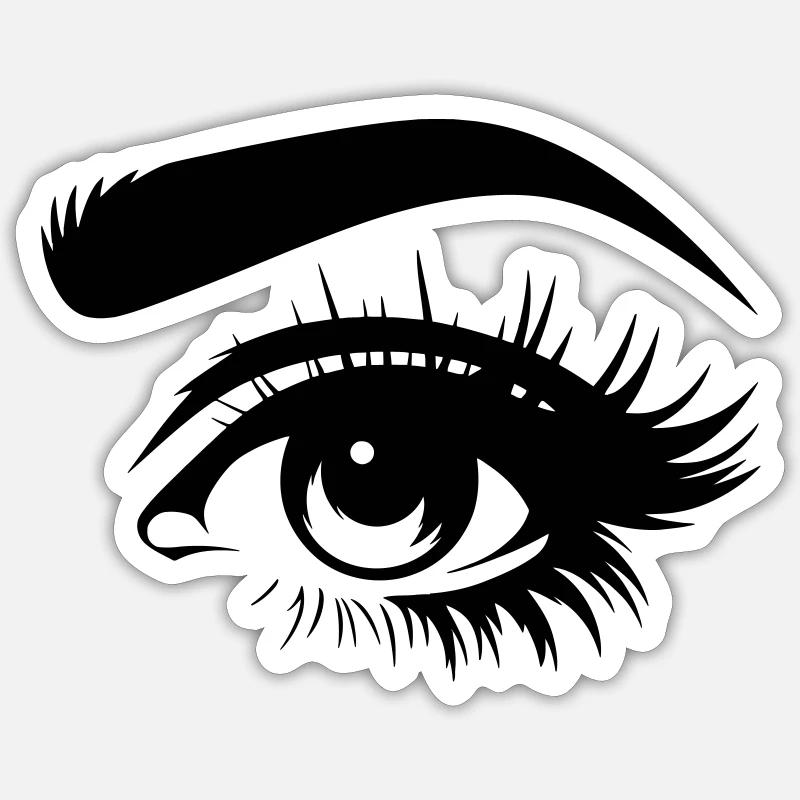 Silhouette d’œil monochrome - Sticker taille S (10 x 10 cm) - blanc mat