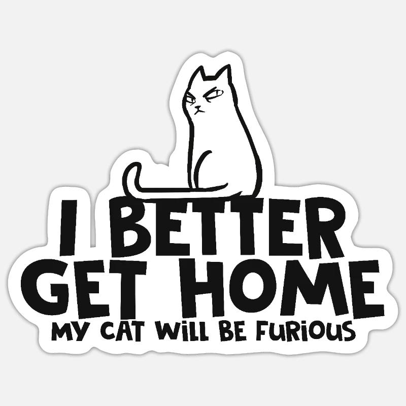 Ich gehe besser nach Hause, meine Katze wird wütend sein Sticker Größe S (10 x 10 cm)