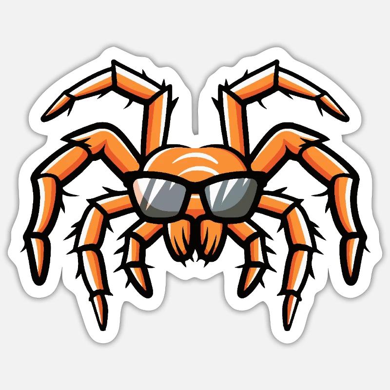 Araignée Tarentule Bande dessinée cool - Sticker taille S (10 x 10 cm) - blanc mat