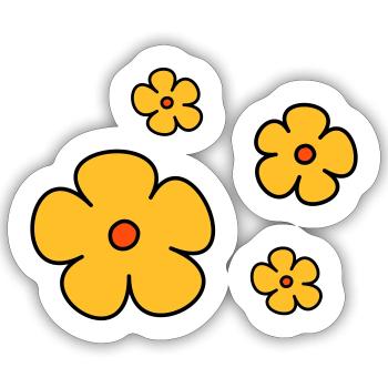 Blumen dreifarbig - Sticker Größe S (10 x 10 cm) - Mattweiß - Vorne