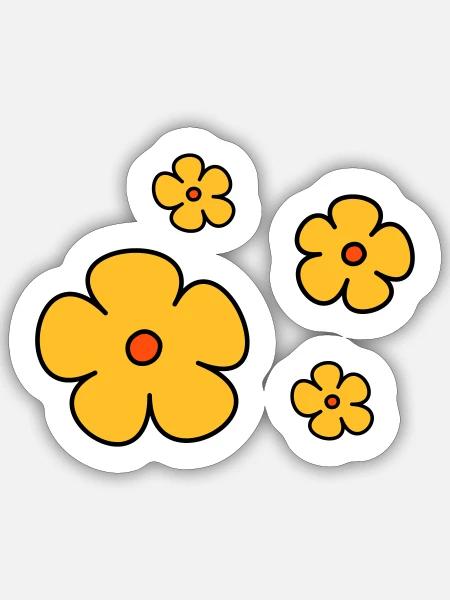 Blumen dreifarbig - Sticker Größe S (10 x 10 cm) - Mattweiß