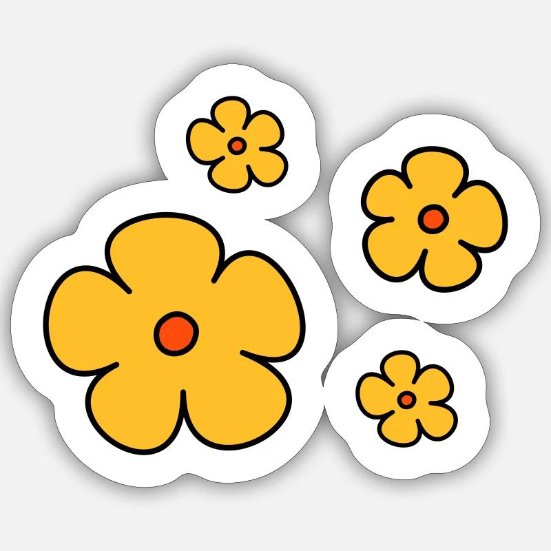 Blumen dreifarbig - Sticker Größe S (10 x 10 cm) - Mattweiß