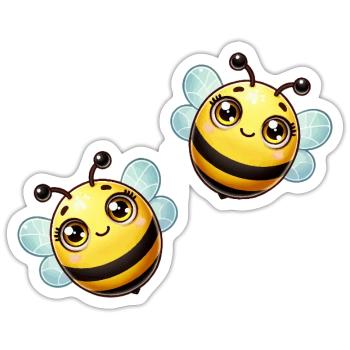 Bande dessinée abeille - Sticker taille S (10 x 10 cm) - blanc mat - Devant