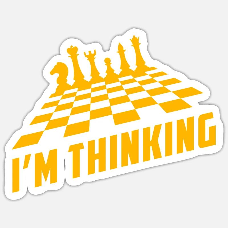 Humour d’échecs – Je pense - Sticker taille S (10 x 10 cm) - blanc mat
