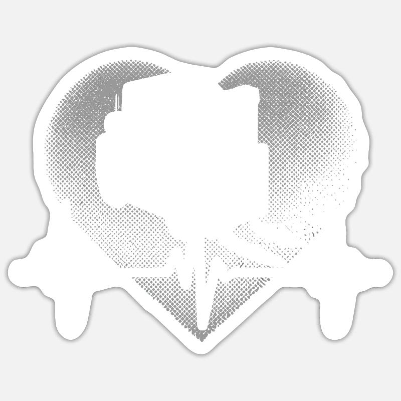 Herzschlag Gabelstapler - Sticker Größe S (10 x 10 cm) - Mattweiß