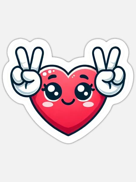 Herz mit Paece - Sticker Größe S (10 x 10 cm) - Mattweiß