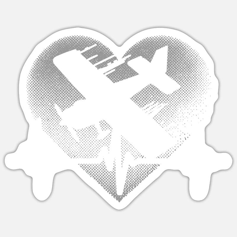Herzschlag Modellflug - Sticker Größe S (10 x 10 cm) - Mattweiß