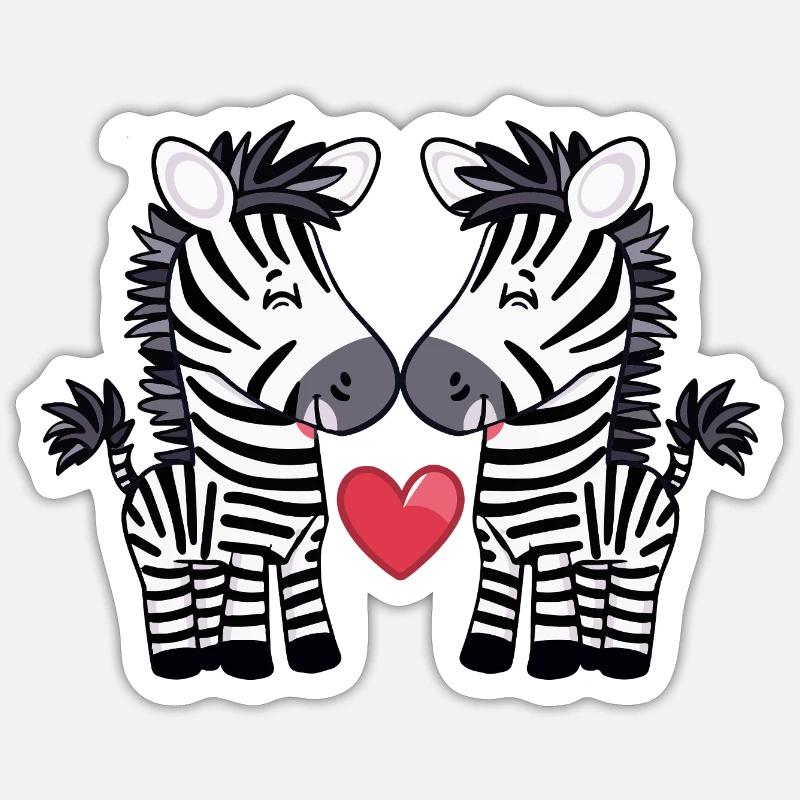 Zebra Couple Valentine's Day - Sticker size S (10 x 10 cm) - white matte