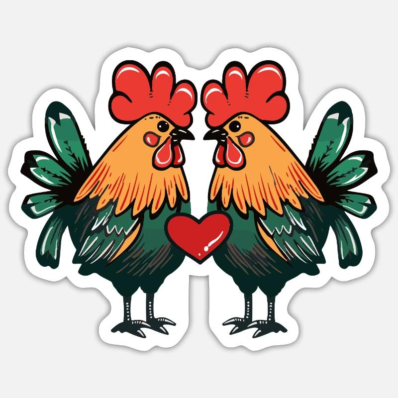 Couple Saint-Valentin - Sticker taille S (10 x 10 cm) - blanc mat