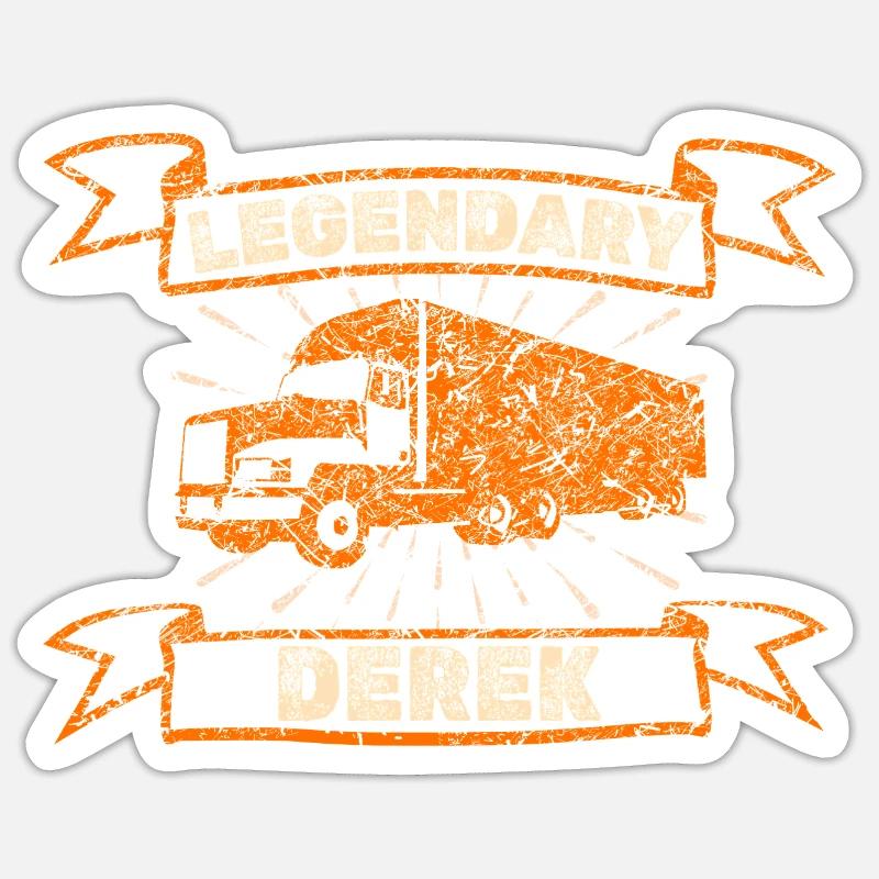 Trucker Derek - Sticker Größe S (10 x 10 cm) - Mattweiß