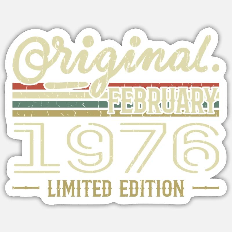 Februar 1976 Geschenk - Februar 1976 Geburtstag - Sticker Größe S (10 x 10 cm) - Mattweiß