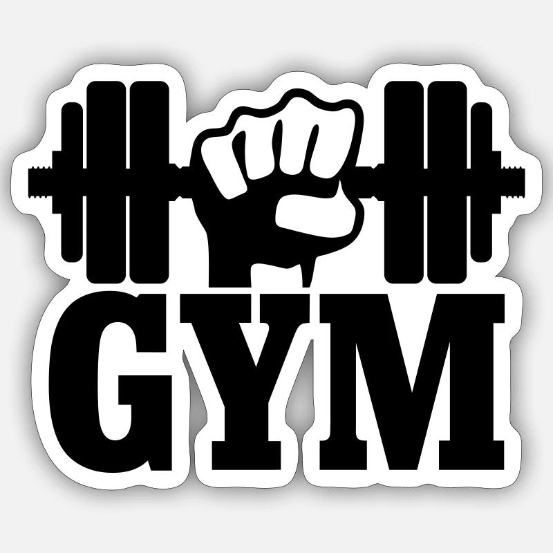 GYM Poing avec haltère - Sticker taille S (10 x 10 cm) - blanc mat