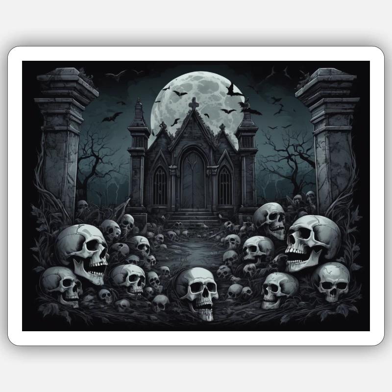 Maison cimetière - Sticker taille S (10 x 10 cm) - blanc mat