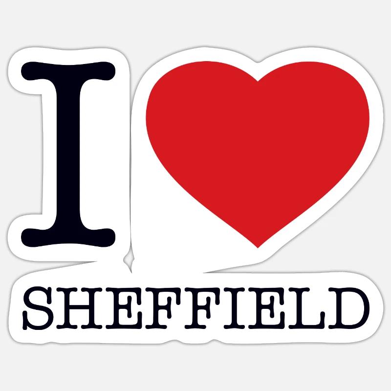 J’ADORE SHEFFIELD - Sticker taille S (10 x 10 cm) - blanc mat
