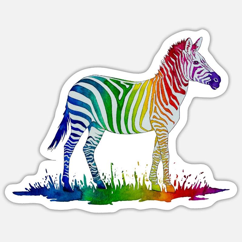 Regenbogen Zebra - Sticker Größe S (10 x 10 cm) - Mattweiß