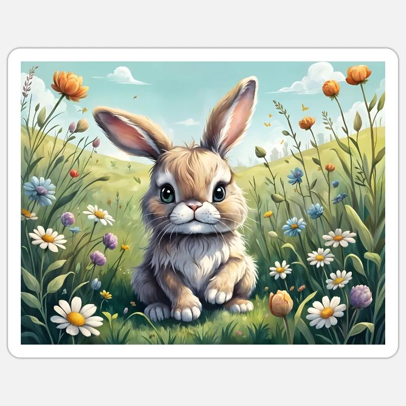 Mignon petit lapin de Pâques - Sticker taille S (10 x 10 cm) - blanc mat