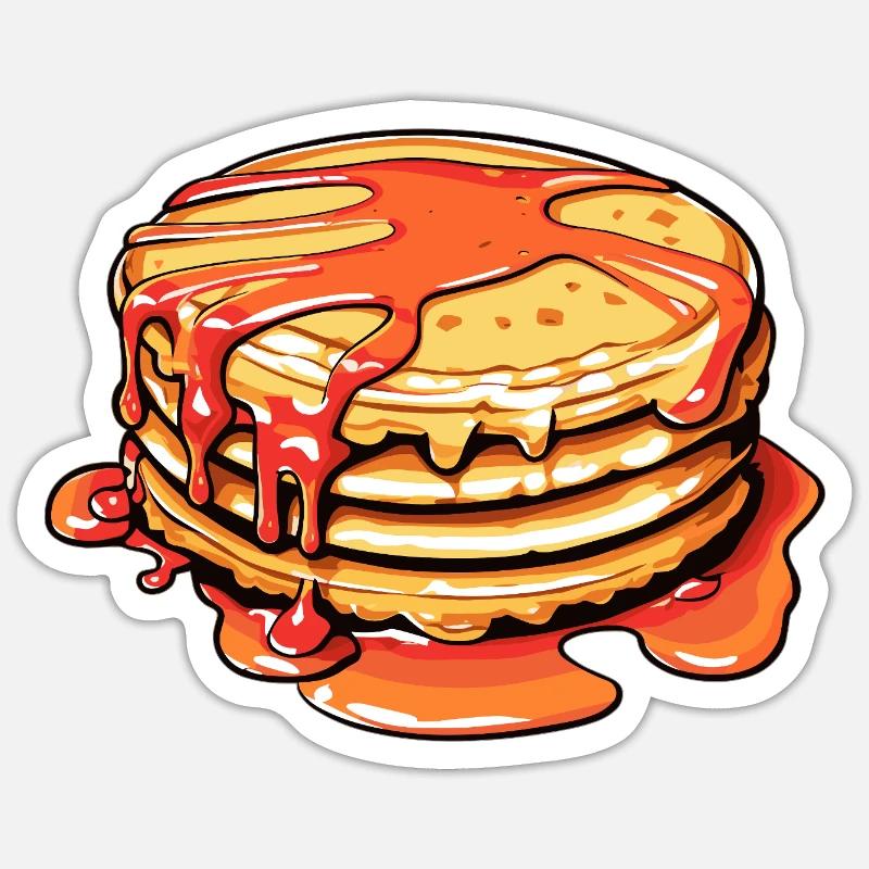Süße Pancakes mit Sirup - Sticker Größe S (10 x 10 cm) - Mattweiß