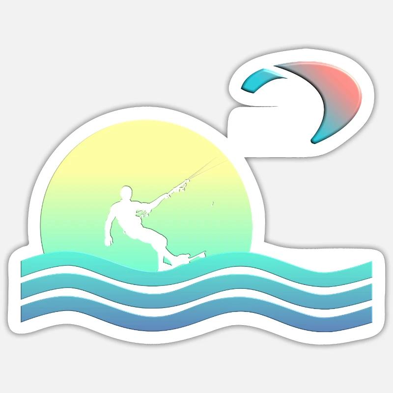 Windkind Kitesurfer - Sticker Größe S (10 x 10 cm) - Mattweiß
